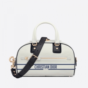 M6209 迪奧DIOR VIBE BOWLING 拉鏈手袋小號 光滑牛皮保齡球包 白色